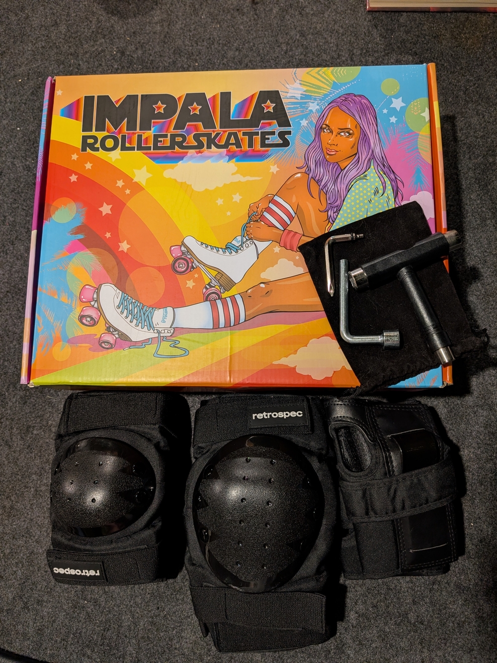 Impala Pastel Retro Roller Skates with Protective Gear and Tool Kit